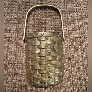 Vintage Solid Brass Woven Pattern “Berry Bucket” Door Knocker